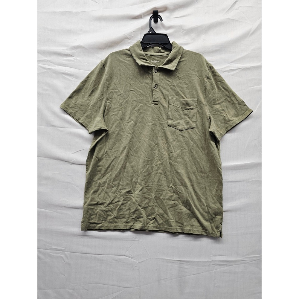 Goodfellow & Co Mens SS Vintage Polo‎ Shirt Olive Cotton Casual Size XL